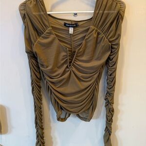 Urban Outfitters Olive Ruched Women's Top